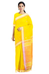 Yellow Saree with Peach and Golden Border and Butis