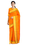 Orange Saree with Butis and Red, Yellow Border