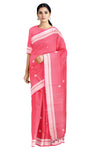 Red Saree with Magenta and White Border and Butis