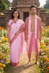 Pink Couple Set with Blue, Yellow, Red and Magenta Border and Butis