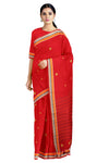 Red Saree with Butis and Multi Colour Border