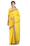 Lemon Yellow Saree with Butis and Red, Black and White Border