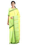 Yellow and Green Saree with Orange and Green Butis and Border