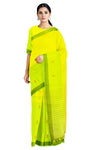 Lime Yellow and Green Saree with Orange and Leaf Green Border and Butis