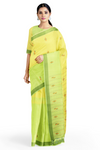 Lime Green and Yellow Saree with Butis and Green Border