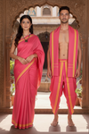 Red Couple Set with Yellow and Magenta Border and Butis
