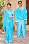 Blue Couple Set with White Border and Butis