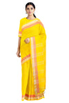 Yellow Mercerised Saree with Peach and Golden Border
