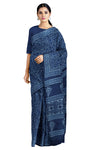 Carry Patterned Indigo and White Dabu Printed Saree
