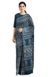 Blue, Off White and Grey Dabu Printed Saree