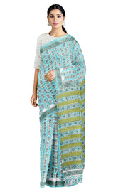 Green sanganeri Hand Block Printed Saree