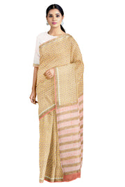 White Sanganeri Hand Block Printed Saree