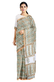 Green sanganeri Hand Block Printed Saree