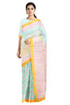 Sea Green sanganeri Hand Block Printed Saree