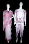 White, Red and Violet Sanganeri Hand Block Printed Couple Set