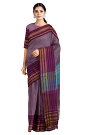 Faded Purple Saree with Imperial Purple and Golden Zari Border