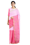 Multi Self Check Saree with Goldan Zari Border
