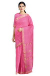 Brilliant Rose Pink Saree with Golden Zari Border