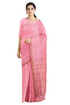 Flamingo Pink Saree with Golden Zari Border