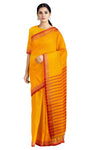 Yellow Saree with Golden Zari and Red Border