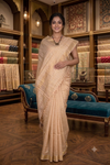 Tuscan Saree with Golden Zari Border and Checks
