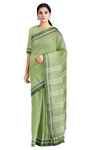 Pistachio Green Saree with Leaf Green and Silver Zari Border