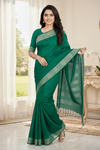 Castleton Green Saree with Golden Zari Border