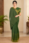 Green Saree with Golden Zari Border