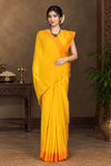Yellow Saree with Golden Zari and Orange Border