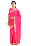 Magenta Saree with Butis and Goldan Zari Border