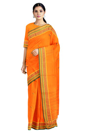 Orange Saree with Butis and Goldan Zari Border