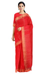 Red Saree with Butis and Goldan Zari Border