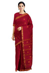 Maroon Saree with Golden Zari Border and Butis