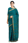 Teal Green Saree with Golden Zari Border and Butis