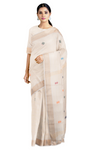 Off White Saree with Butis and Goldan Zari Border