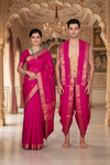 Magenta Couple Set with Purple and Golden Zari Border and Butis