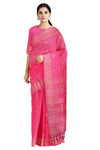 Magenta Saree with Yellow and Golden Zari Border and Butis