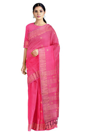 Magenta Saree with Yellow and Golden Zari Border and Butis