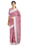 Mauve Pink Saree with Butis and Silver Zari Border