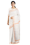 Off White Saree with Buti and Goldan Zari Border