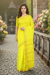 Green Saree with Golden Zari Border and Butis