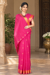 Magenta Saree with Golden Zari Border and Butis