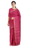 Magenta Mercerised Saree with Golden Zari Border and Butis