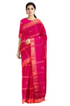 Magenta Saree with Golden and Silver Zari Checks, Butis and Border