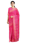 Magenta Saree with Blue and Golden Zari Border and Butis