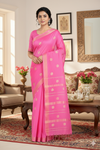Magenta Saree with Golden Zari Border and Butis