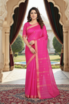 Magenta Saree with Golden Zari Border and Butis