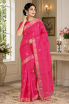Magenta Saree with Goldan Zari Border and Butis