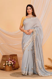 Hand Embroidered Zardozi Saree