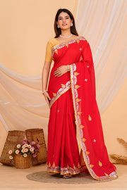 Hand Embroidered Zardozi Saree